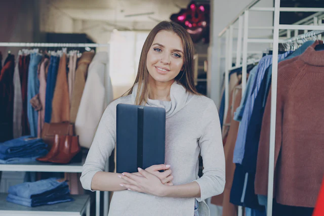 Boutique owner smiling in her shop