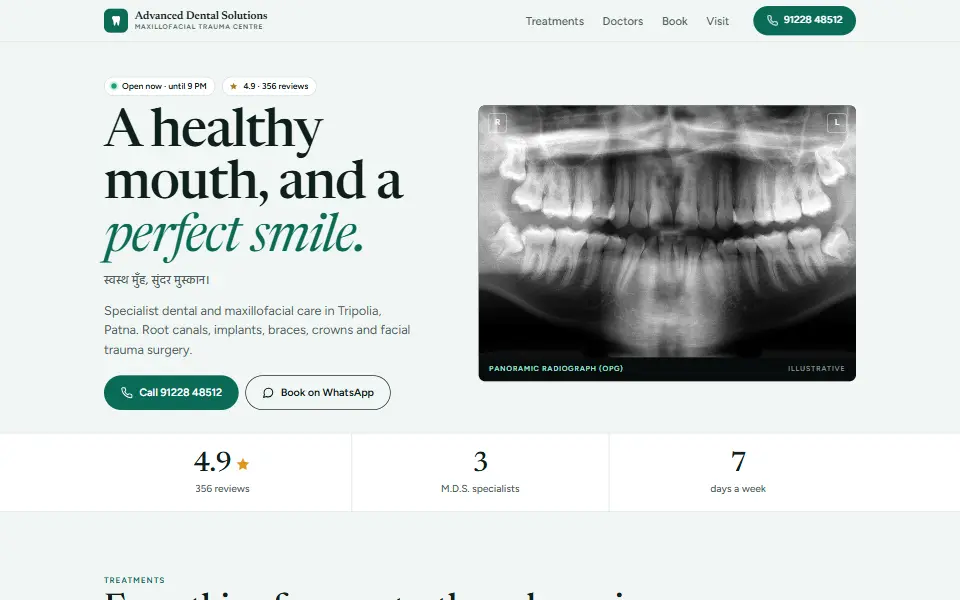 Advanced Dental Solutions website by BunkWise