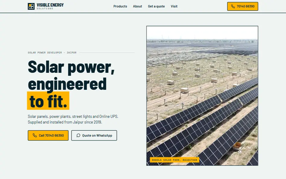 Visible Energy Solutions website by BunkWise